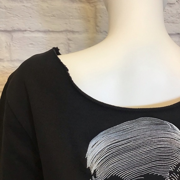 BLVCK Paris XS Skull Sweatshirt Women’s Black Hand Cropped Neckline Embroidered - Picture 5 of 9